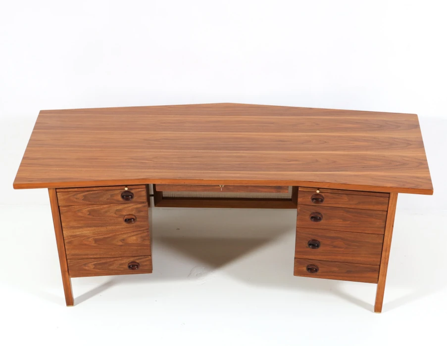 Mid-Century Modern Walnut Executive Desk by Edward Wormley for Dunbar, 1950s